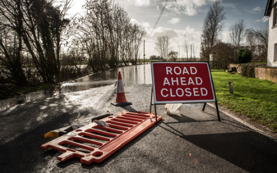 Road closure due to flooding